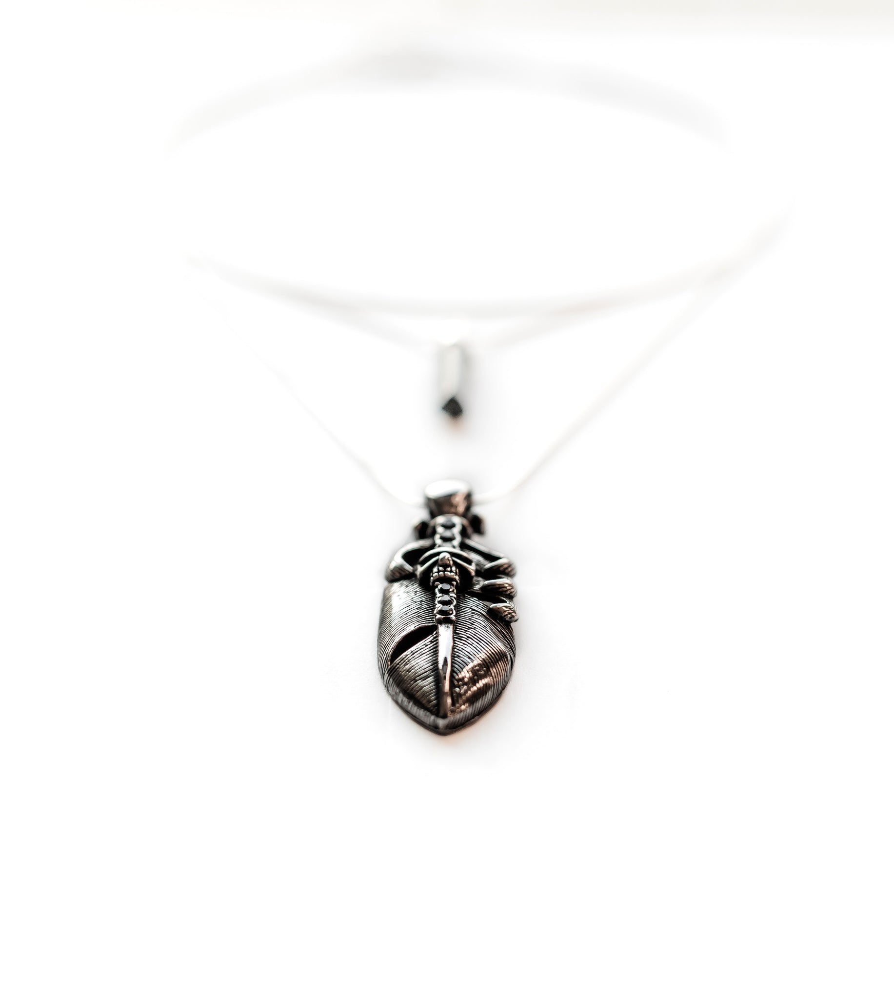Feather Skull Pendant Necklace