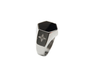 Men's Hexagonal Onyx Cocktail Ring