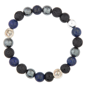 Onyx, Hematite, Lapis & Silver Band