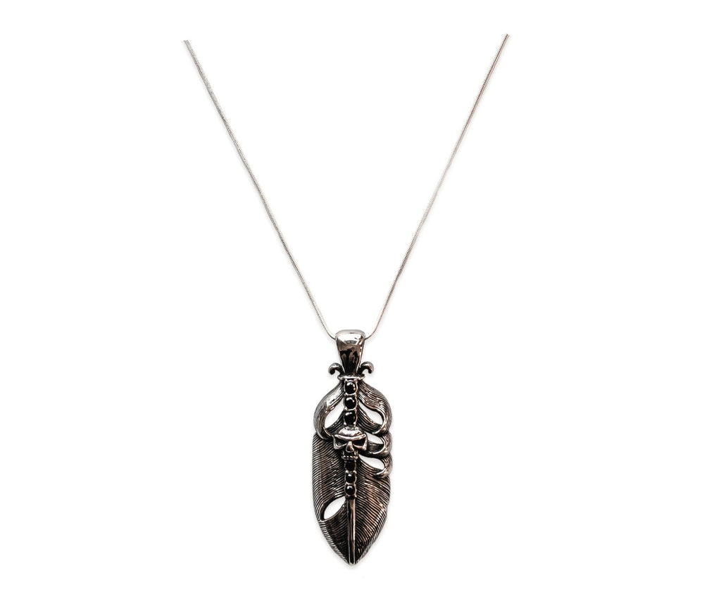 Feather Skull Pendant Necklace