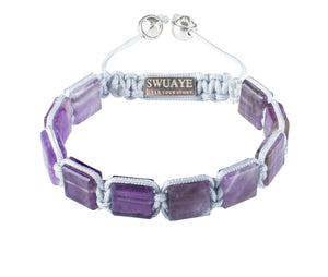 Amethyst Flat Beads in Shamballa Knotting